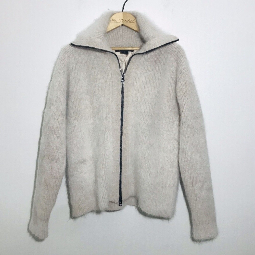 Venesha Angora Knit Jacket Full Zip Pale Pink Lined Size Medium